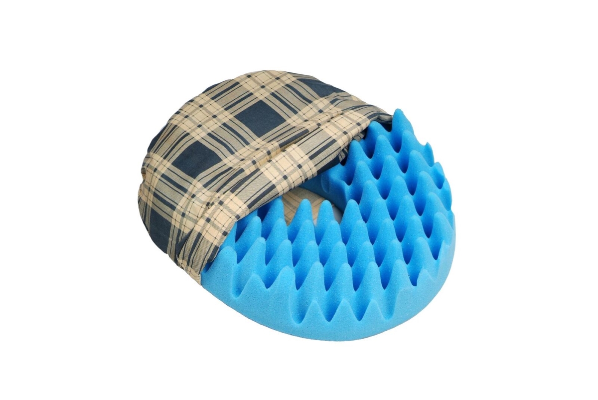CP7095 16.25 x 14.12 in. Convoluted & Eggcrate Comfort Ring with Plaid Polycotton Cover