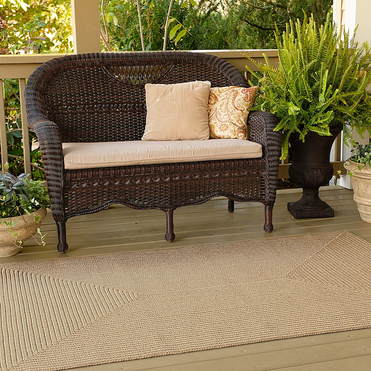 310675 27 x 45 in. Biscuit Ultra Durable Rectangular Braided Rug - Brown