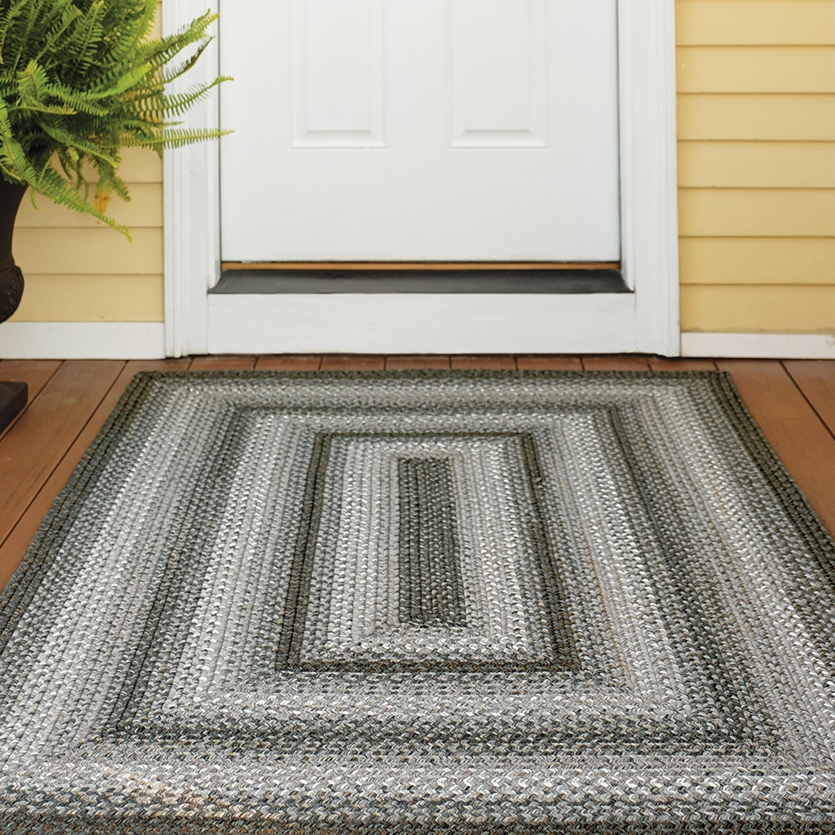 314635 5 x 8 ft. Graphite Ultra Durable Rectangular Braided Rug - Grey, Ivory & Cream