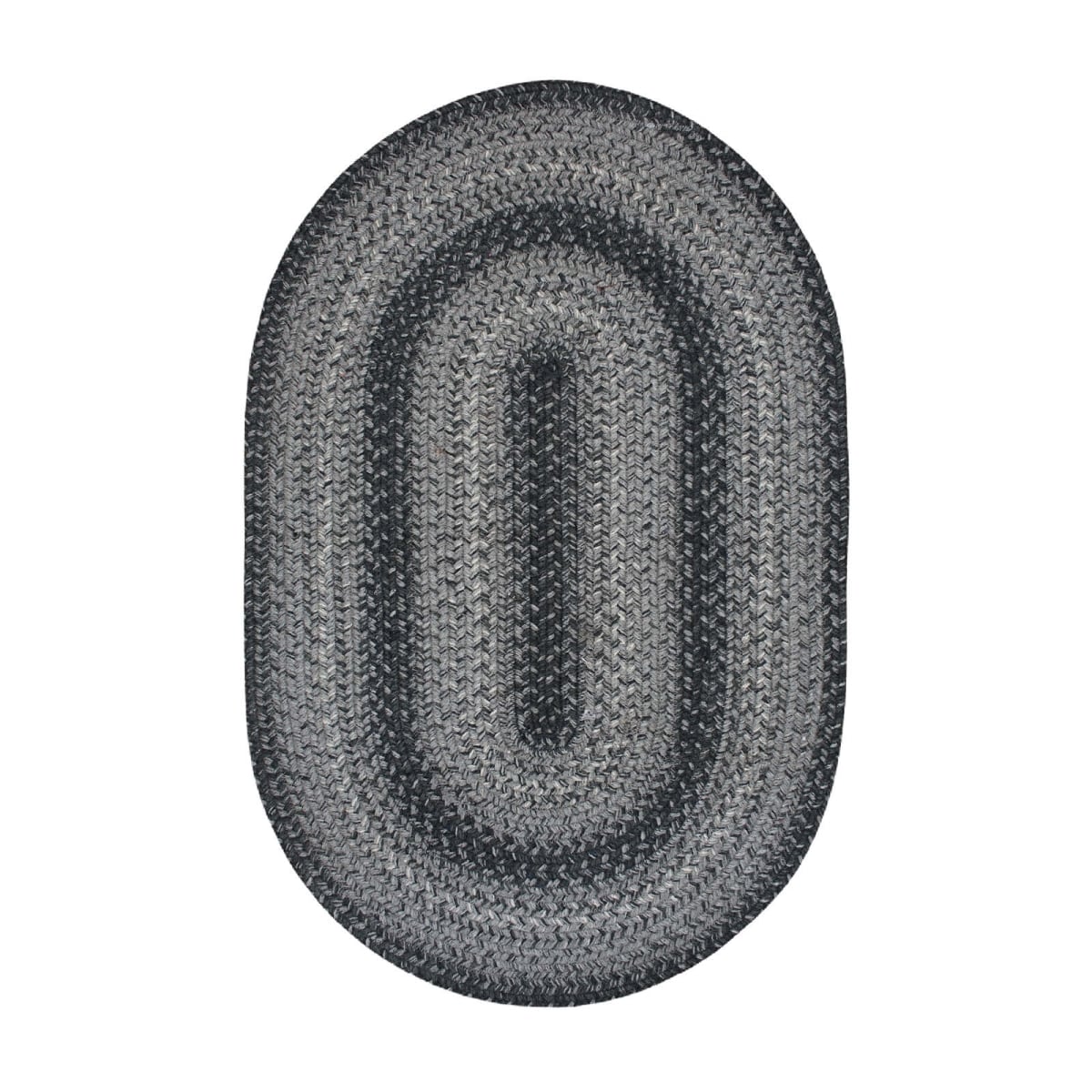 501837 20 x 30 in. Oval Flint Hill Grey Jute Braided Rugs