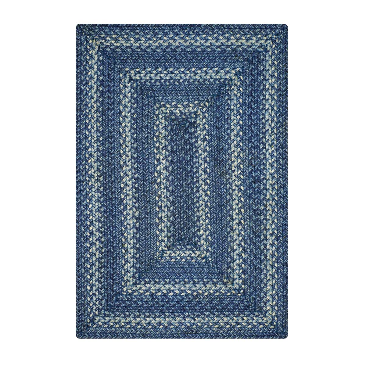 565686 10 x 10 in. Rectangular Denim Jute Braided Rugs, Blue