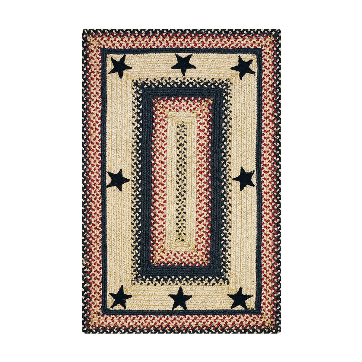 565716 10 x 10 in. Rectangular Primitive Star -Gloucester Jute Braided Rugs, Black