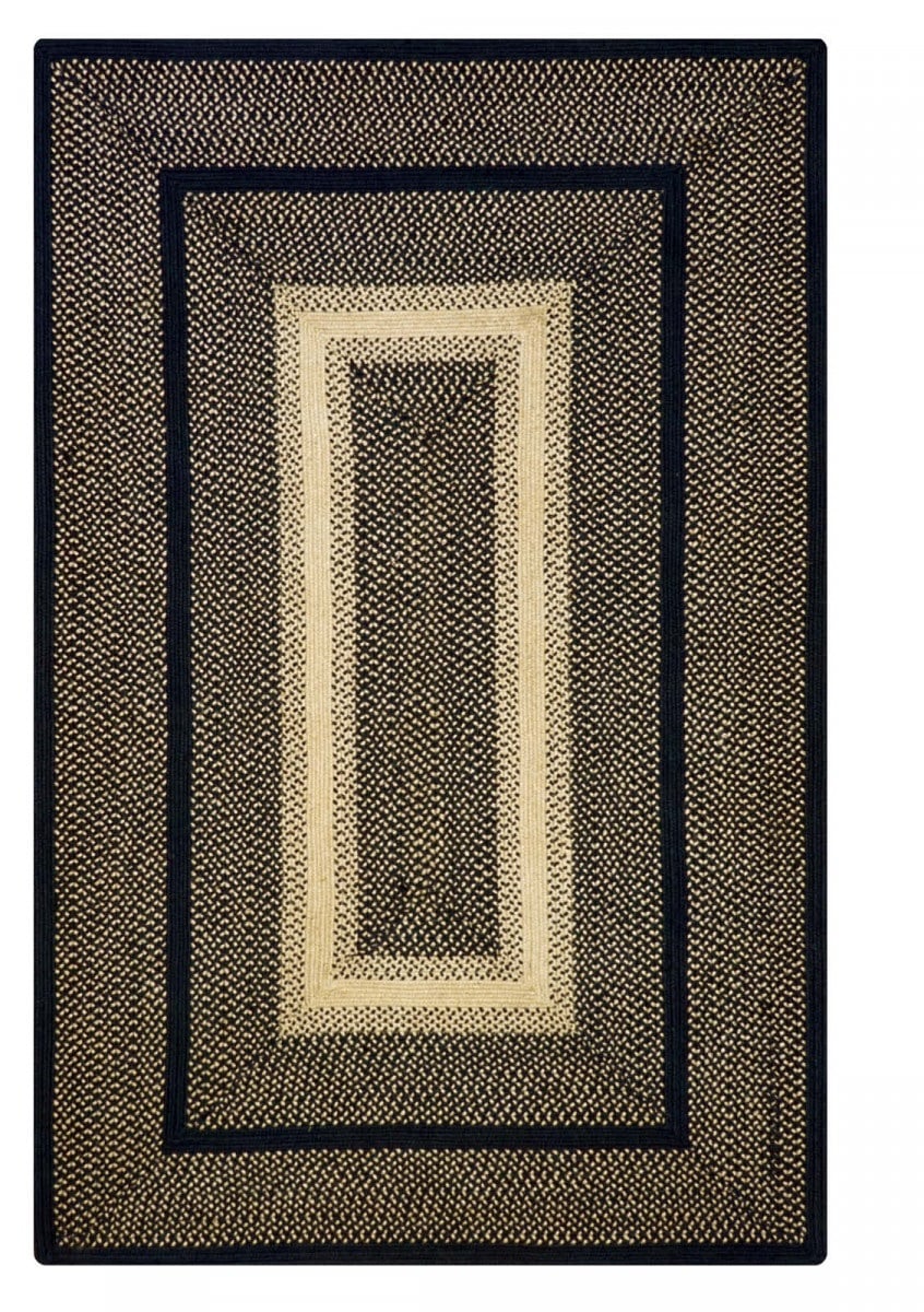 565723 10 x 10 in. Rectangular Manchester Jute Braided Rugs, Black & Beige