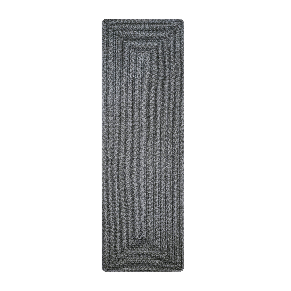 329578 22 x 72 in. Rectangular Black Ultra Durable Braided Runner Rug