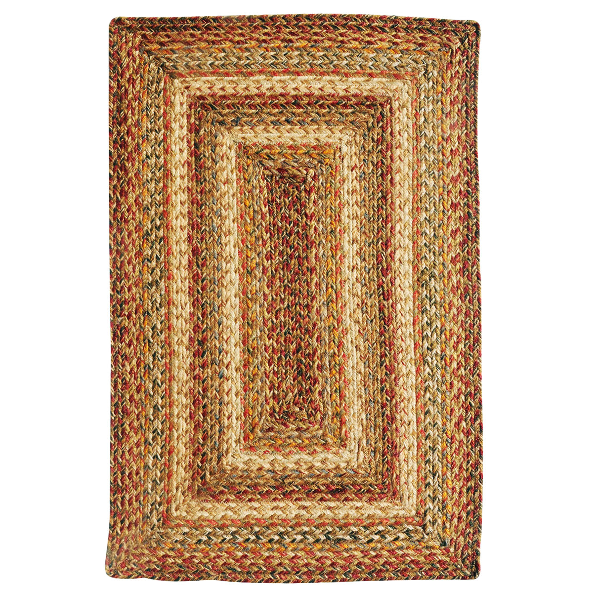 519078 22 x 72 in. Rectangular Harvest Jute Braided Runner Rug - Beige, Red & Green