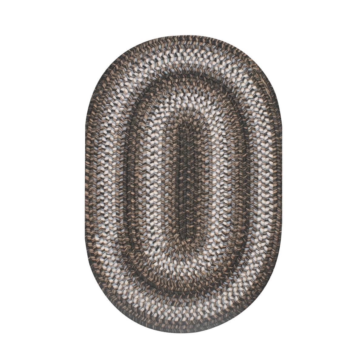 800220 27 x 45 in. Oval Titan Wool Braided Rug - Brown & Grey