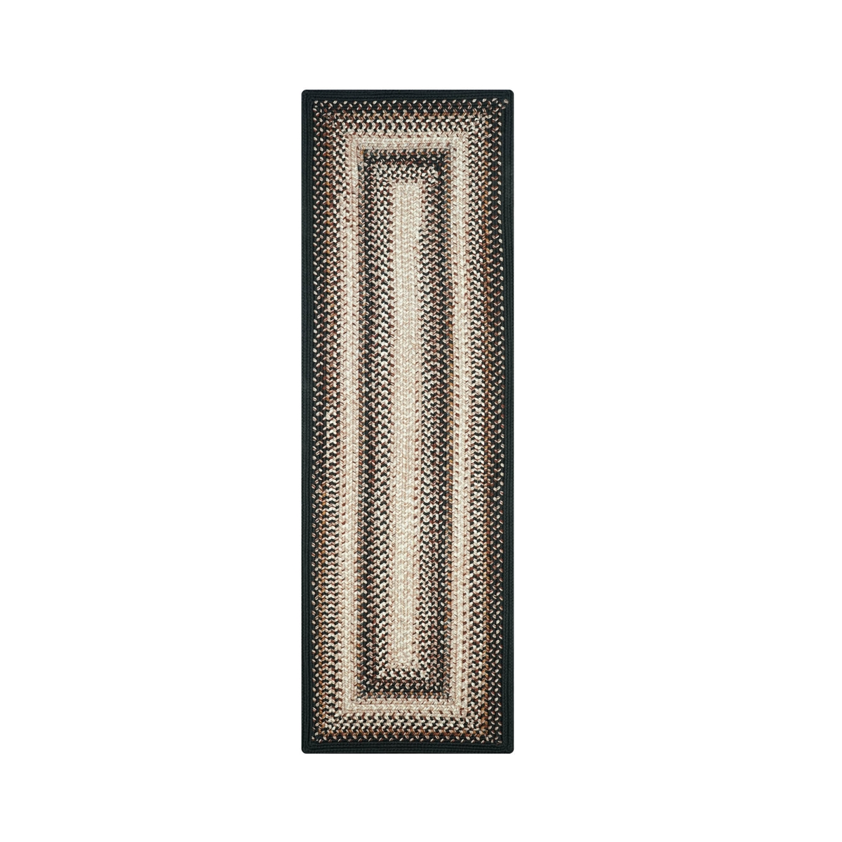 329080 22 x 72 in. Rectangle Black Mist Ultra Durable Braided Runner Rug - Black