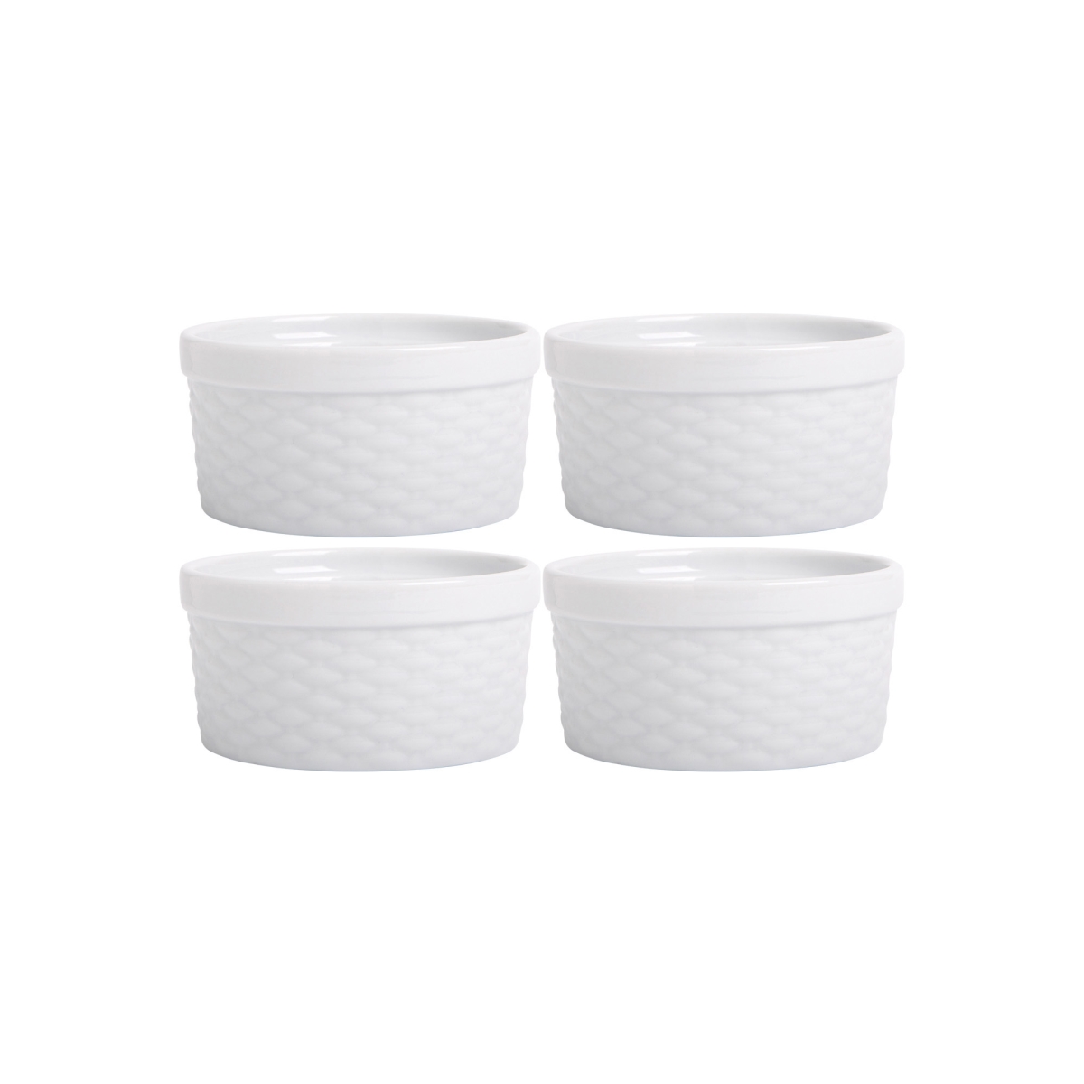 Picture of Home Essentials & Beyond 15523 4 oz White Basket Weave Ramkin - Set of 4