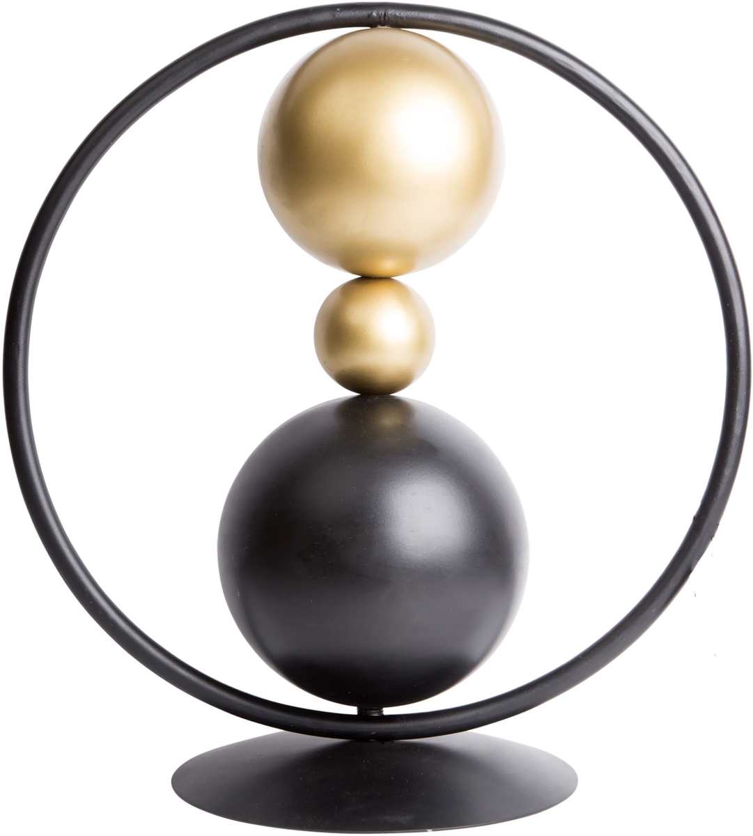 15 in. Black & Gold Metal Orb Object