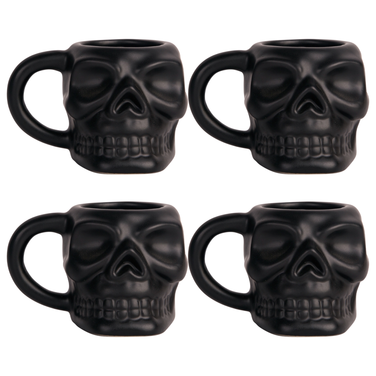 Picture of Home Essentials & Beyond 90244 5 oz Matte Black Skull Espresso Cup for Unisex - Set of 4