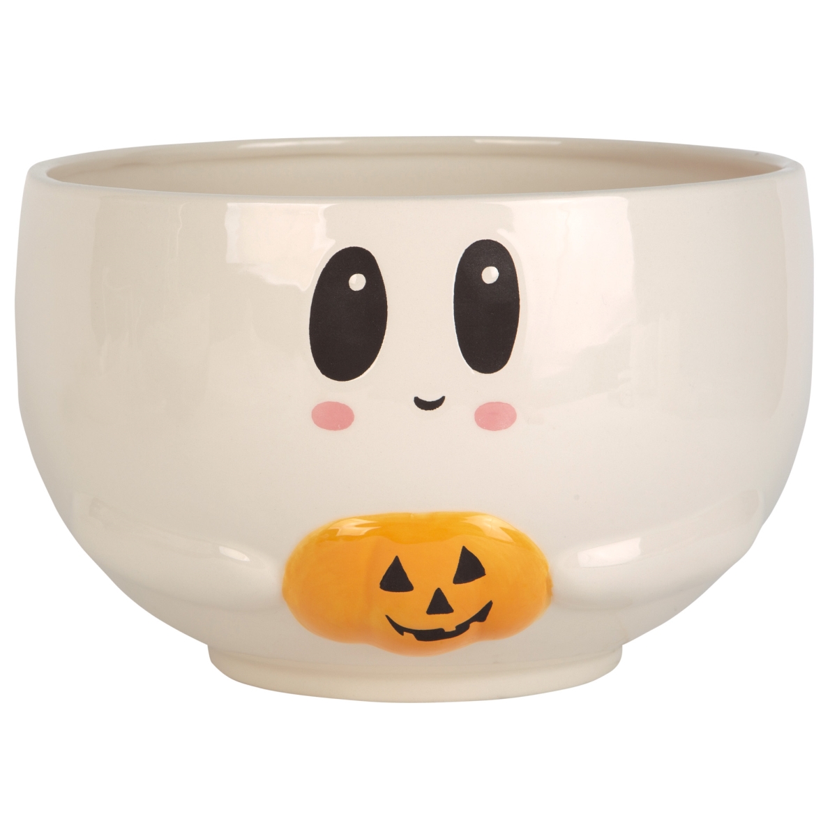 Picture of Home Essentials & Beyond 91536 201 oz White Ghost Bowl with Jack-O-Lantern for Unisex