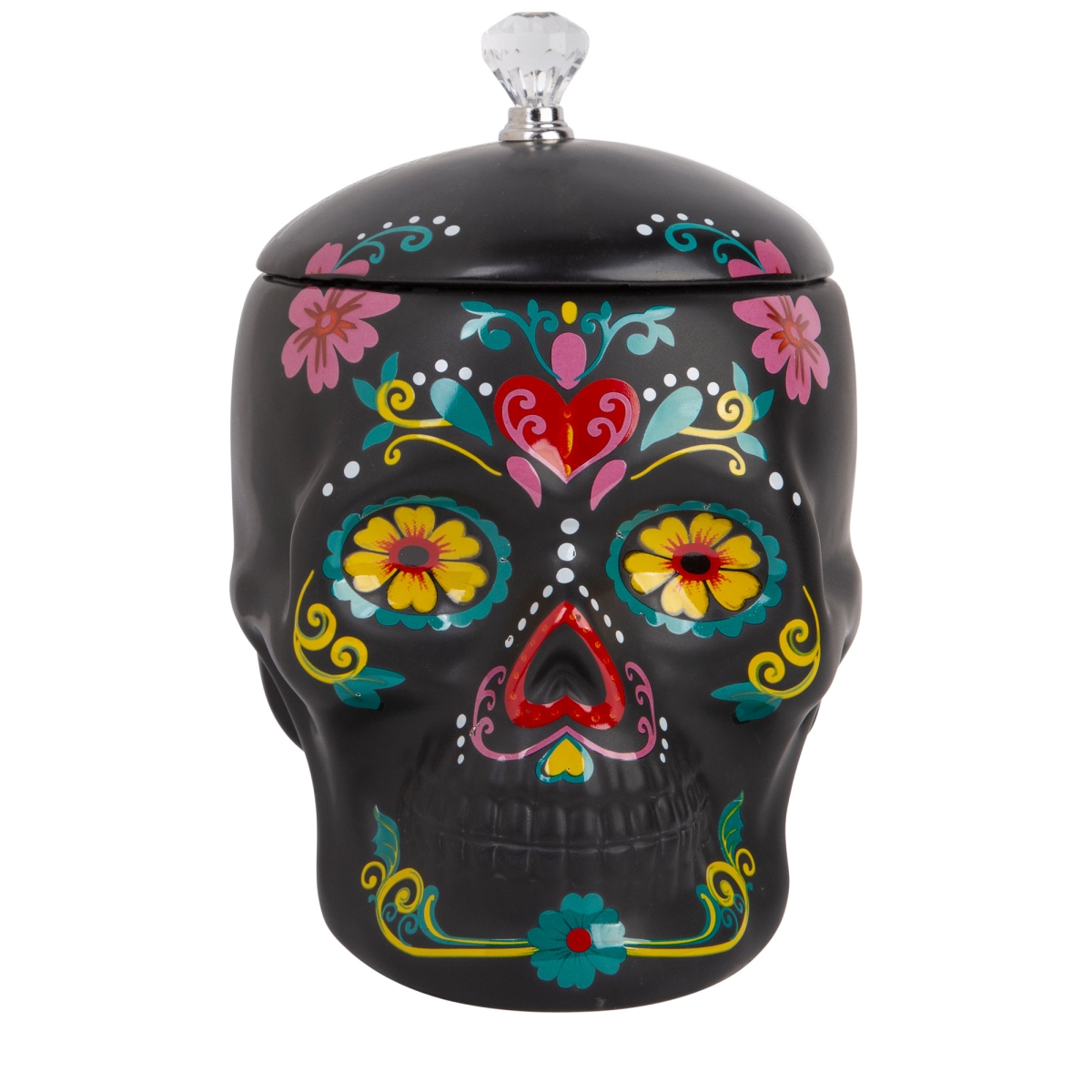 Picture of Home Essentials & Beyond R24-93918 52 oz Skull Canister with Crystal Finial for Unisex