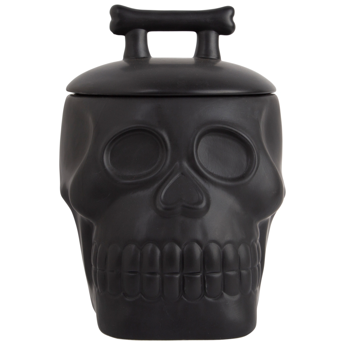 Picture of Home Essentials & Beyond 93961 89 oz Black Skull Canister with Bone Lid for Unisex