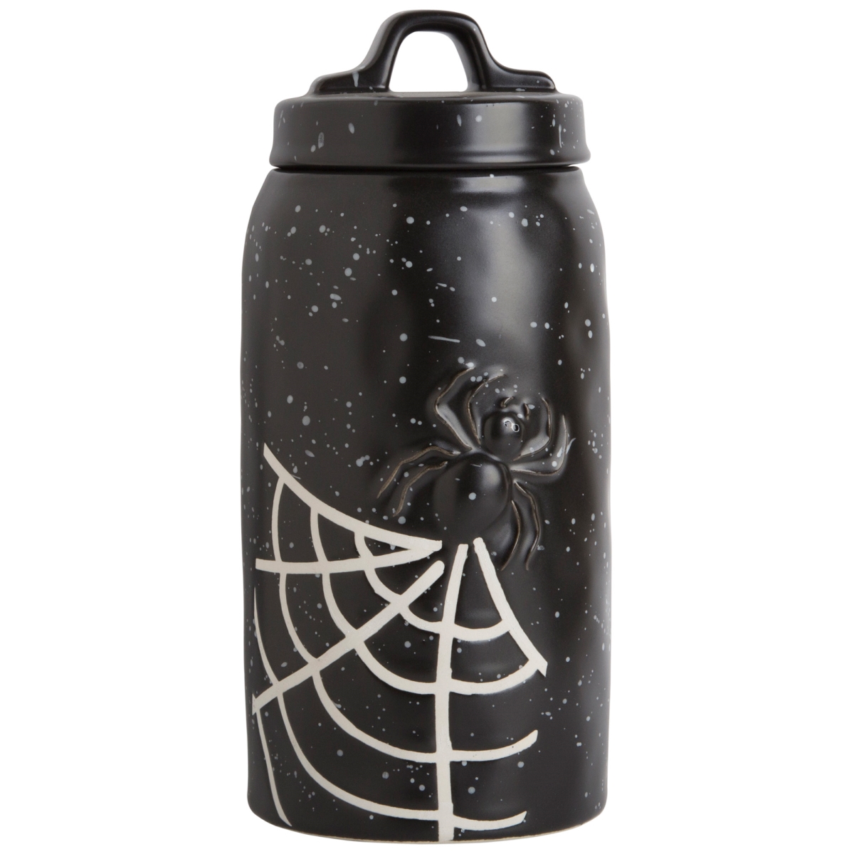 Picture of Home Essentials & Beyond R24-94076 46 oz Black Spider Web Canister with Lid for Unisex