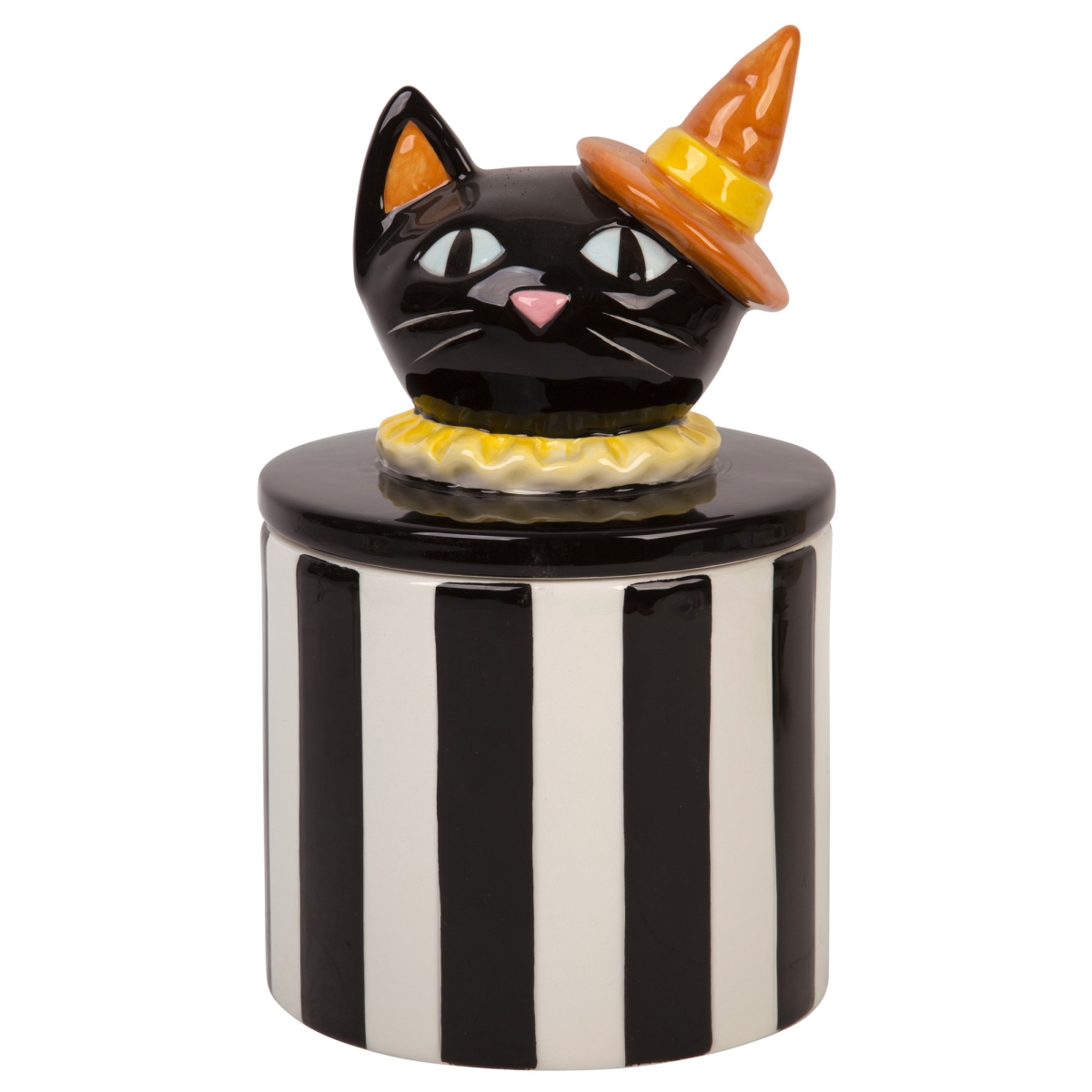 Picture of Home Essentials & Beyond 95943 53 oz Black & White Striped Canister with Black Lid for Unisex