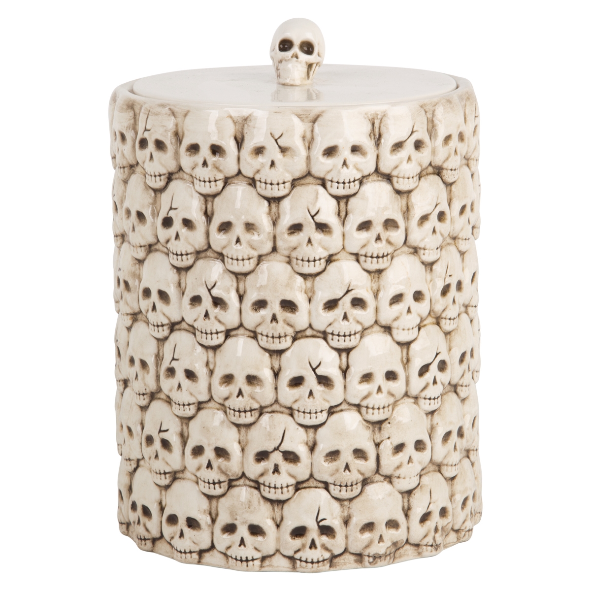 Picture of Home Essentials & Beyond 96975 87.9 oz All Over Embossed Skulls Canister for Unisex