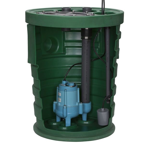 509673 2 in. Vent & Discharge Pit Plus Jr Series 0.4 hp Premium Simplex Sewage System with Tether Float Switch