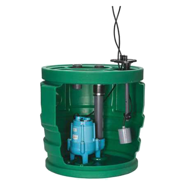 509674 2 in. Vent & Discharge Pit Plus Jr Series 0.4 hp Premium Simplex Sewage System with Tether Float Switch & Indoor Alarm
