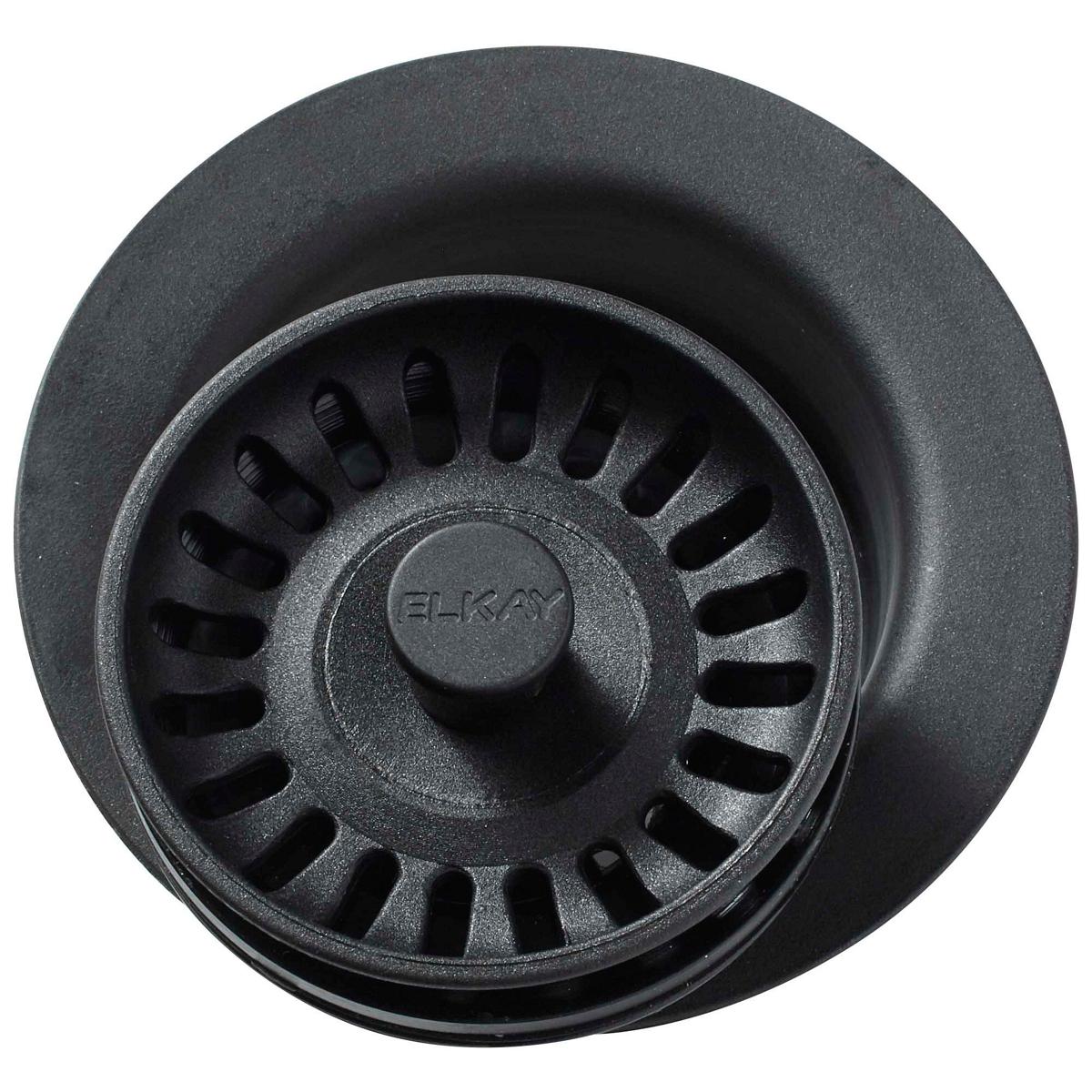 Picture of Elkay LKQD35BK 3.5 in. Polymer Disposer Flange with Removable Basket Strainer & Rubber Stopper - Black
