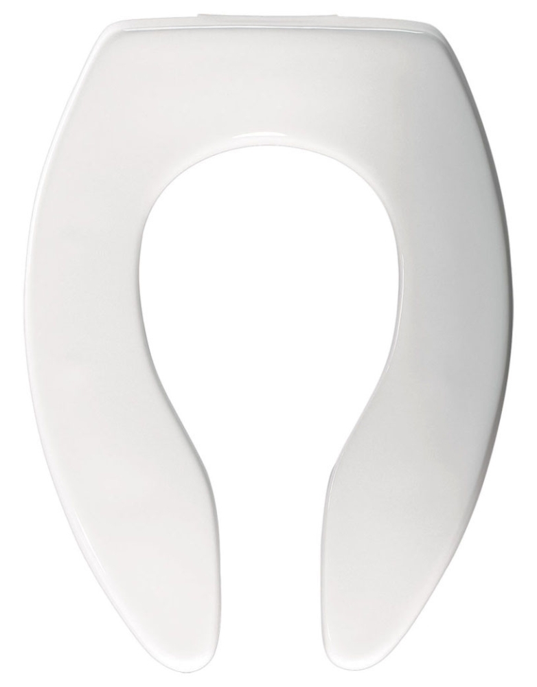 Picture of Bemis 3155CT000 Elongated Commercial Plastic Open Front Less Cover Toilet Seat with STA-TITE Check Hinge & DuraGuard&#44; White