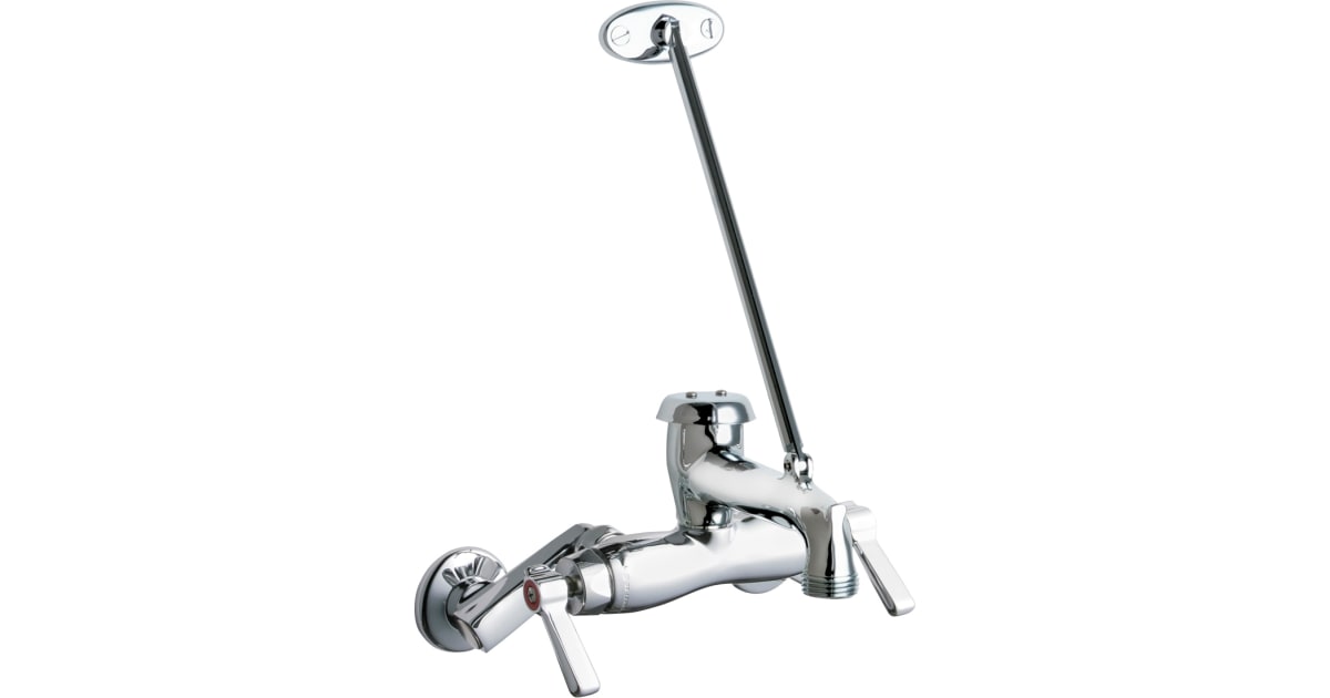 Wall Mounted Hot & Cold Faucet with Brace Rod, Polished Chrome