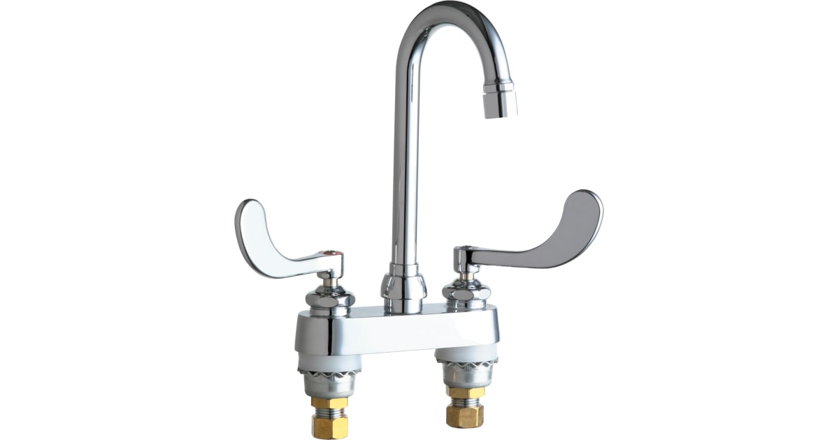 895-317E2805-5ABCP 4 in. Commercial Grade Centerset Bathroom Faucet with Wrist Blade Handle, Polished Chrome -  Chicago Faucets
