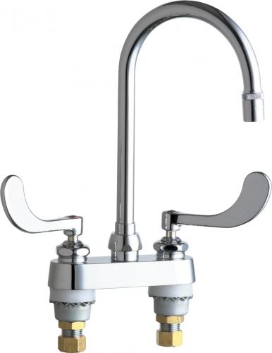 Picture of Chicago Faucets 895-317GN2AE36ABCP Deck-Mounted Manual Sink Faucet with 4 in. Centers, Polished Chrome