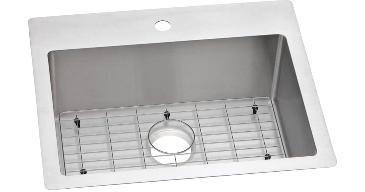 Picture of Elkay ECTSR25229TBG1 25 x 22 x 9 in. Crosstown 18 Gauge Drop In Single Basin Stainless Steel Kitchen Sink with Basin Rack
