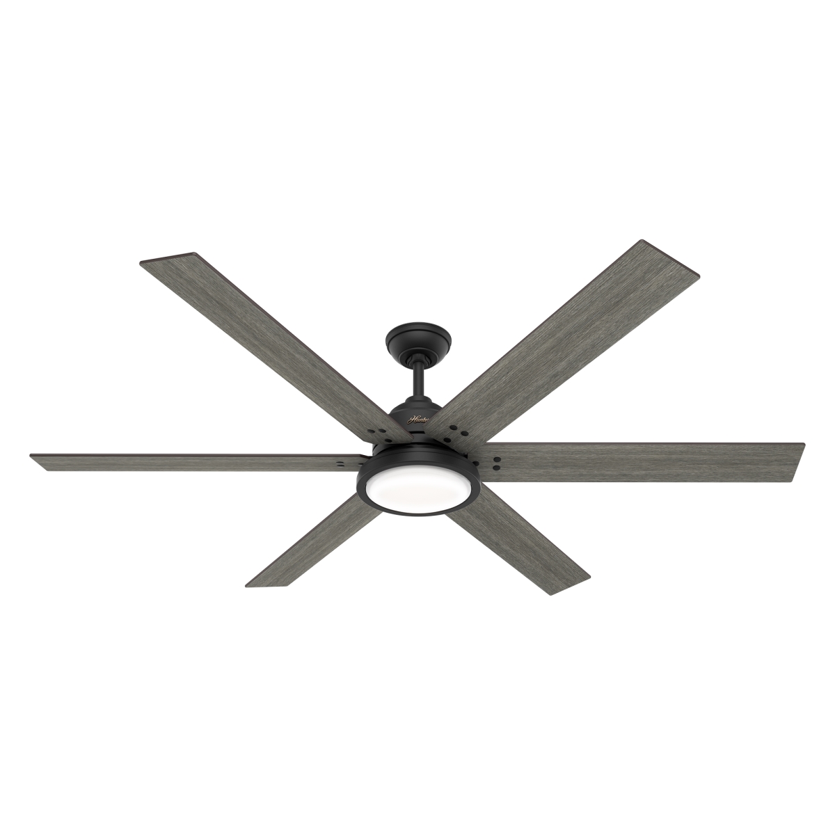 51473 70 in. Warrant Matte Black Ceiling Fan with LED Light Kit & Wall Control -  HUNTER