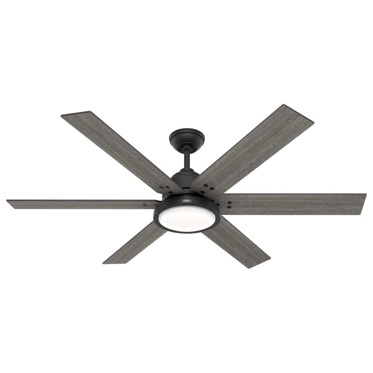 51474 60 in. Warrant Matte Black Ceiling Fan with LED Light Kit & Wall Control -  HUNTER