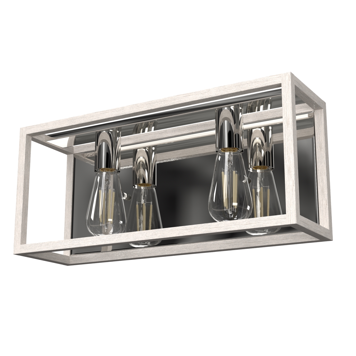 Picture of Hunter 19035 7.5 in. Squire Manor Distressed White & Chrome 2 Light Bathroom Vanity Wall Light Fixture