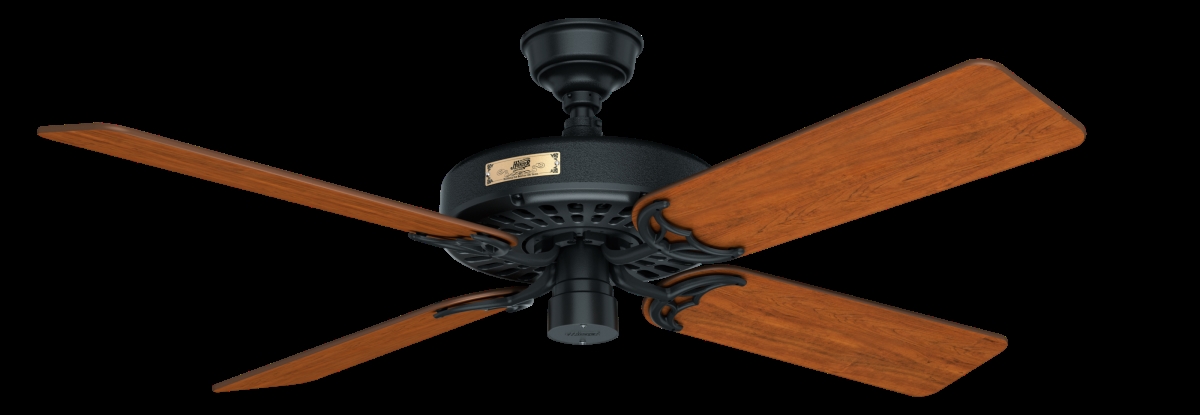 Picture of Hunter 23838 52 in. Original Matte Black Damp Rated Ceiling Fan & Pull Chain
