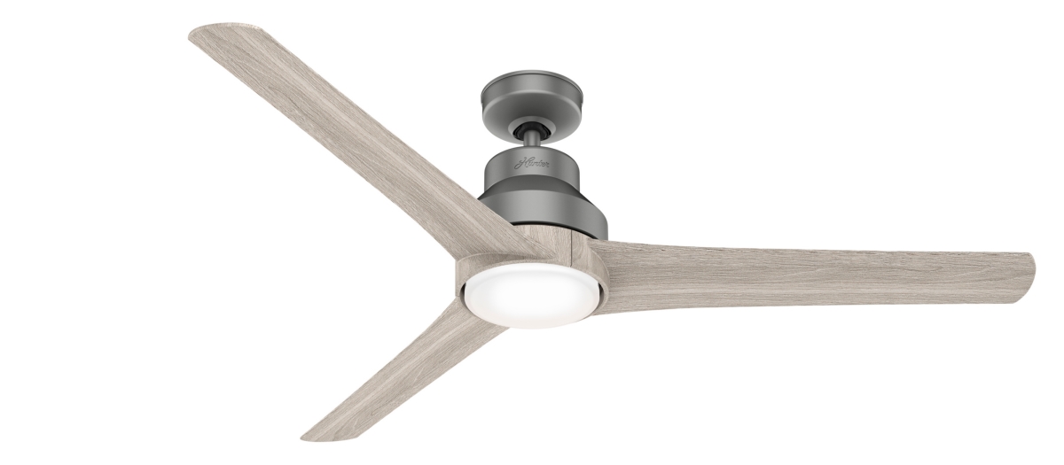 Picture of Hunter 50008 60 in. Lakemont Matte Silver Damp Rated Ceiling Fan with LED Light Kit & Handheld Remote