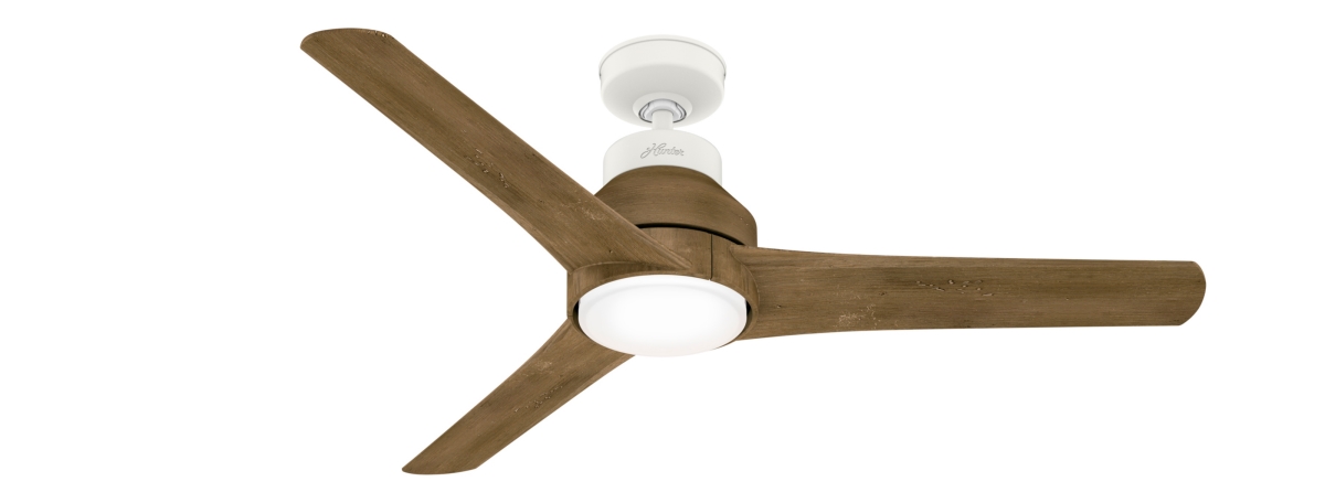 Picture of Hunter 50009 52 in. Lakemont Matte White Damp Rated Ceiling Fan with LED Light Kit & Handheld Remote