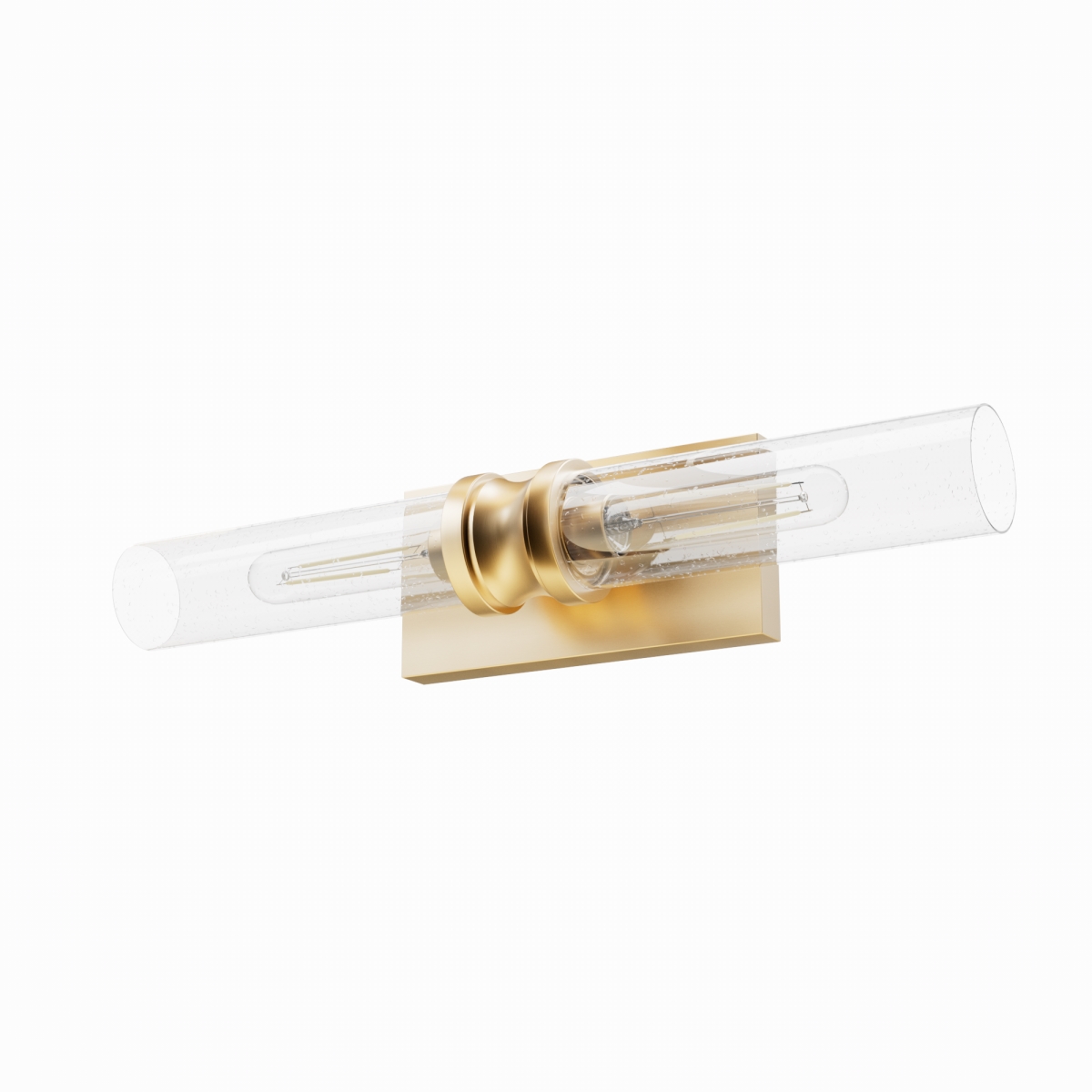 19927 4.75 x 4.75 x 22 in. Lenlock Alturas Gold with Seeded Glass 2 Light Bathroom Vanity Wall Light Fixture