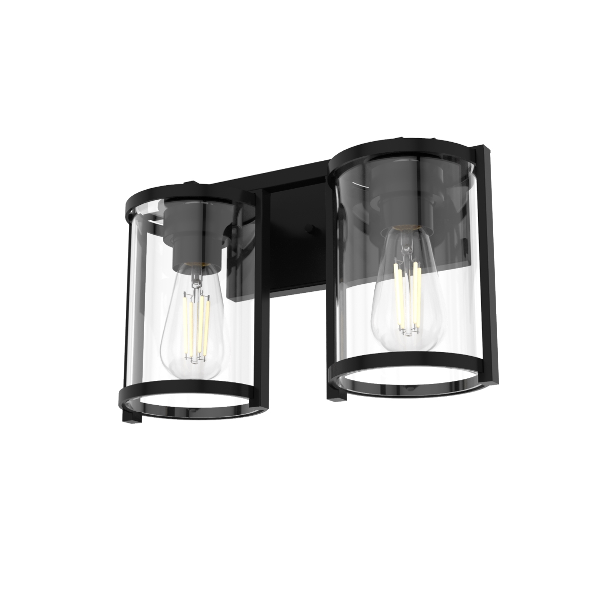 Picture of Hunter 48000 10.25 in. Astwood Matte Black with Clear Glass 2 Light Bathroom Vanity Wall Light Fixture