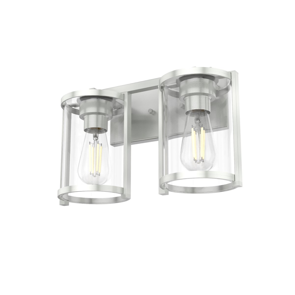 Picture of Hunter 48002 10.25 in. Astwood Brushed Nickel with Clear Glass 2 Light Bathroom Vanity Wall Light Fixture