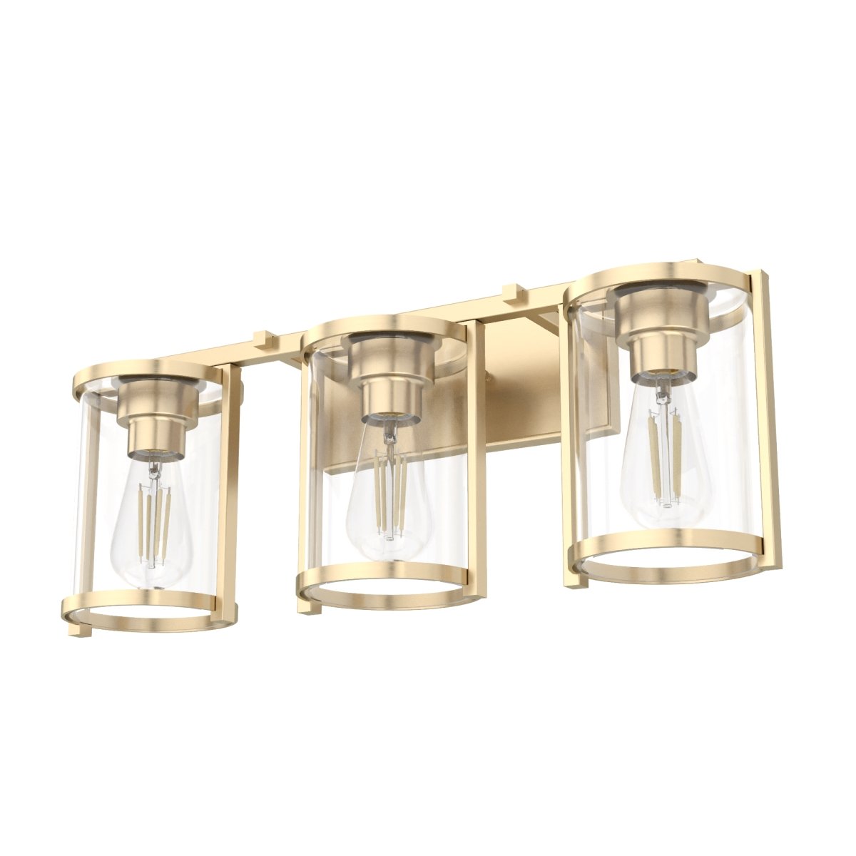 Picture of Hunter 48006 10.25 in. Astwood Alturas Gold with Clear Glass 3 Light Bathroom Vanity Wall Light Fixture