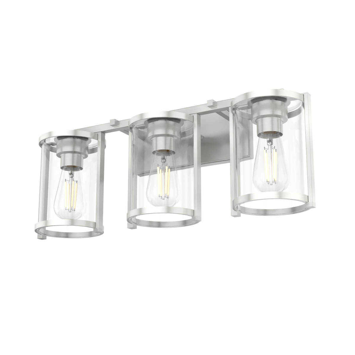 Picture of Hunter 48007 10.25 in. Astwood Brushed Nickel with Clear Glass 3 Light Bathroom Vanity Wall Light Fixture