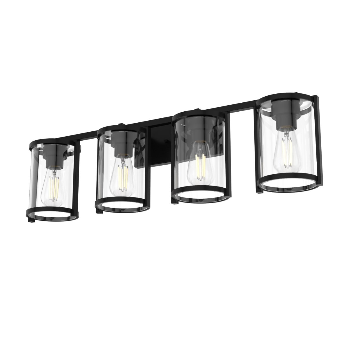 Picture of Hunter 48009 10.25 in. Astwood Matte Black with Clear Glass 4 Light Bathroom Vanity Wall Light Fixture