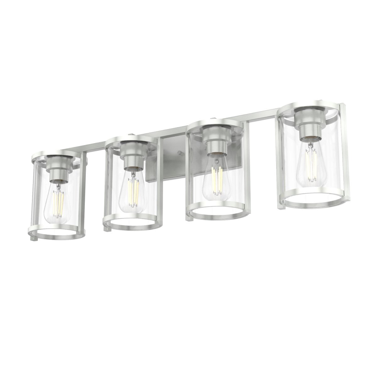 Picture of Hunter 48010 10.25 in. Astwood Brushed Nickel with Clear Glass 4 Light Bathroom Vanity Wall Light Fixture