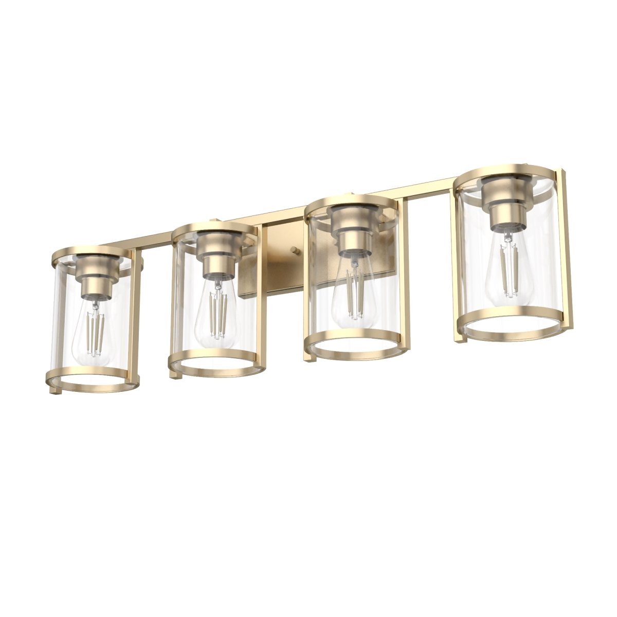 Picture of Hunter 48011 10.25 in. Astwood Alturas Gold with Clear Glass 4 Light Bathroom Vanity Wall Light Fixture