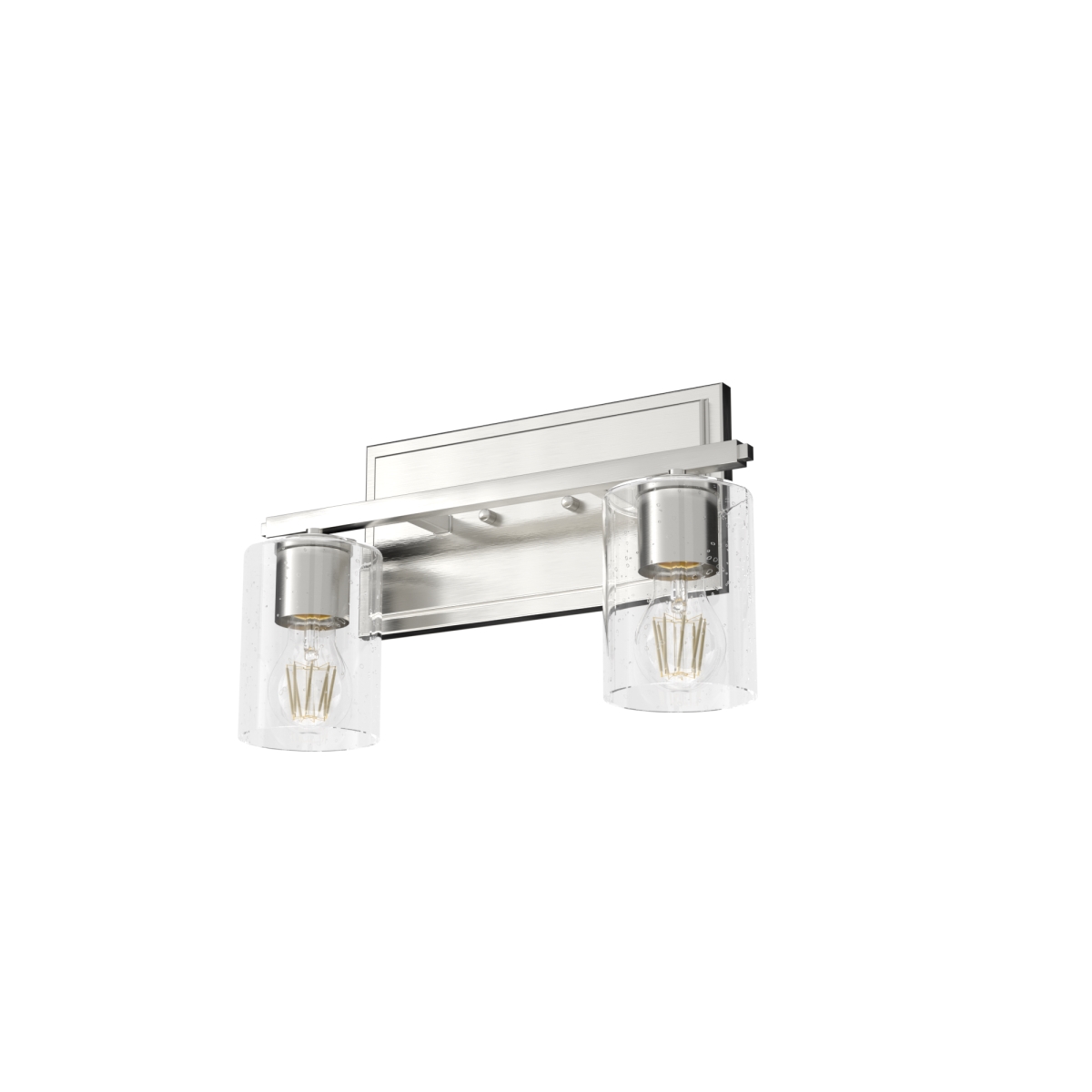 Picture of Hunter 48027 9.5 in. Kerrison Brushed Nickel with Seeded Glass 2 Light Bathroom Vanity Wall Light Fixture