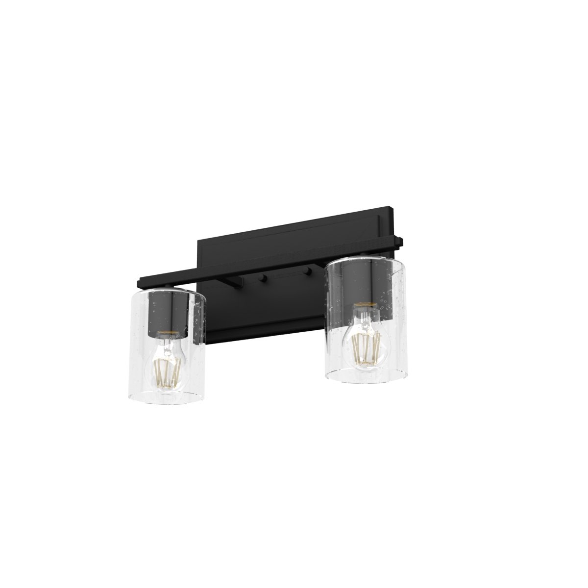 Picture of Hunter 48028 9.5 in. Kerrison Natural Black Iron with Seeded Glass 2 Light Bathroom Vanity Wall Light Fixture