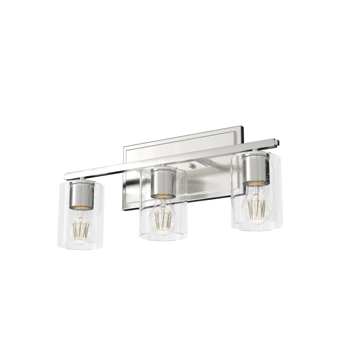 Picture of Hunter 48029 9.5 in. Kerrison Brushed Nickel with Seeded Glass 3 Light Bathroom Vanity Wall Light Fixture