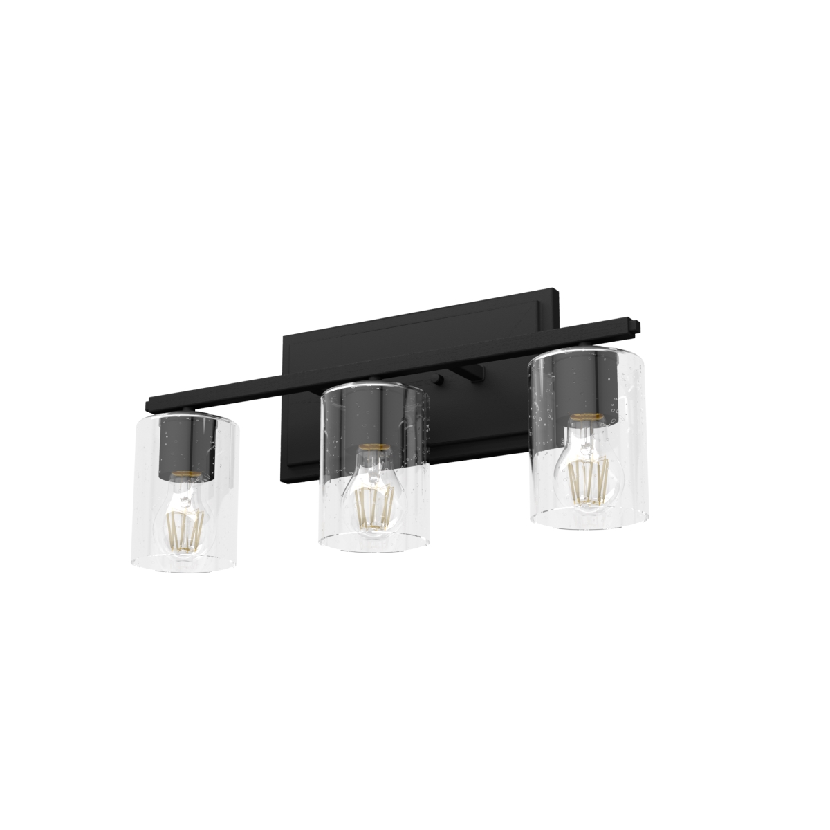 Picture of Hunter 48030 9.5 in. Kerrison Natural Black Iron with Seeded Glass 3 Light Bathroom Vanity Wall Light Fixture