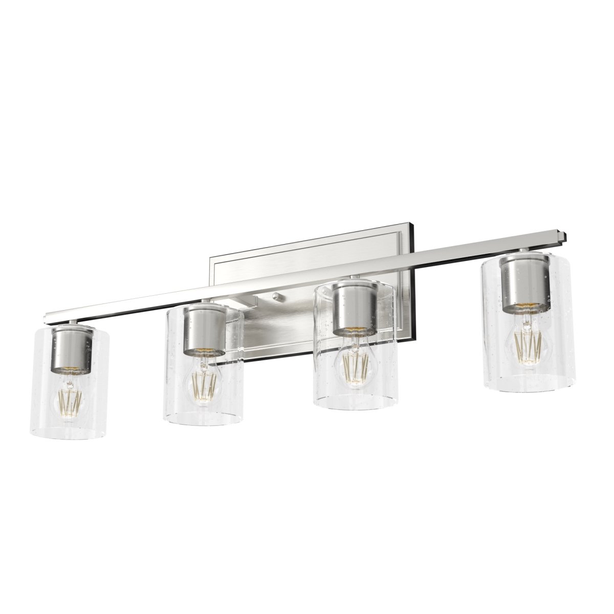 Picture of Hunter 48032 9.5 in. Kerrison Brushed Nickel with Seeded Glass 4 Light Bathroom Vanity Wall Light Fixture
