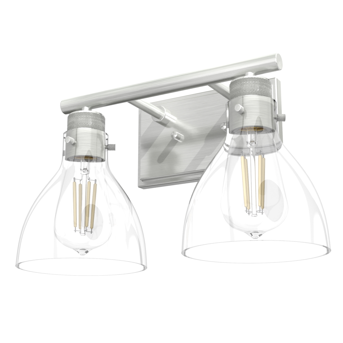 Picture of Hunter 48033 9.25 in. Van Nuys Brushed Nickel with Clear Glass 2 Light Bathroom Vanity Wall Light Fixture