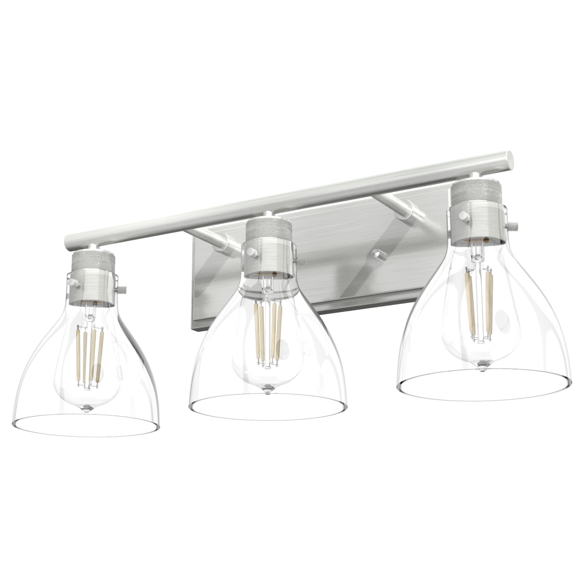 Picture of Hunter 48036 9.25 in. Van Nuys Brushed Nickel with Clear Glass 3 Light Bathroom Vanity Wall Light Fixture