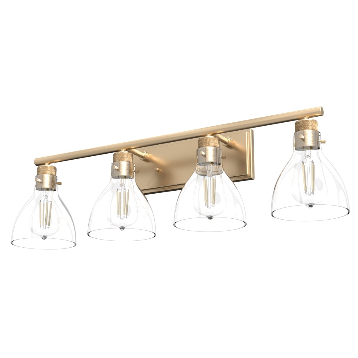 Picture of Hunter 48039 9.25 in. Van Nuys Alturas Gold with Clear Glass 4 Light Bathroom Vanity Wall Light Fixture